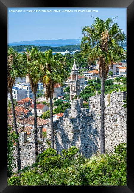 Walls of the Spanish Fortress in Hvar town Croatia Framed Print by Angus McComiskey