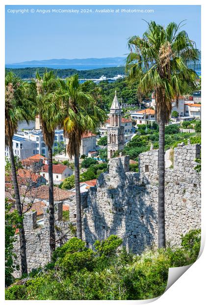 Walls of the Spanish Fortress in Hvar town Croatia Print by Angus McComiskey