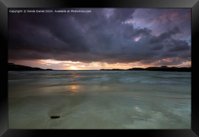 Sunset at Trearddur Beach, Anglesey Framed Print by Derek Daniel