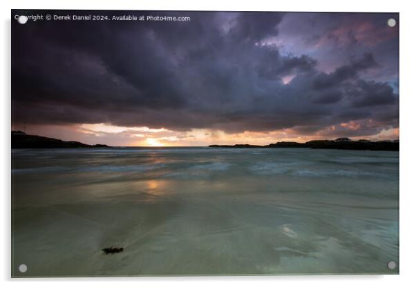 Sunset at Trearddur Beach, Anglesey Acrylic by Derek Daniel