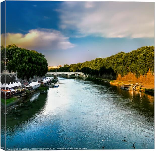 Tiber Reflections: Cityscape Glow Canvas Print by William AttardMcCarthy