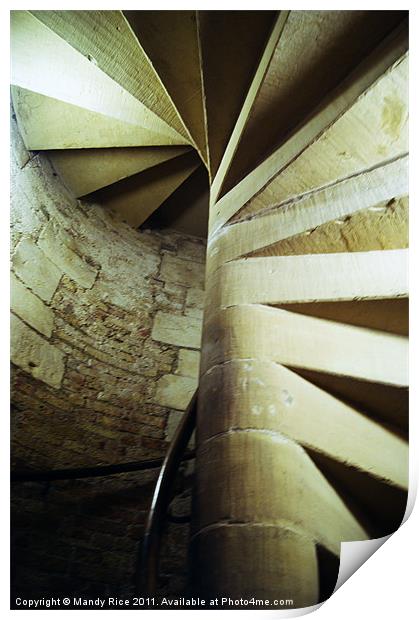 Spiral concrete stairs Print by Mandy Rice