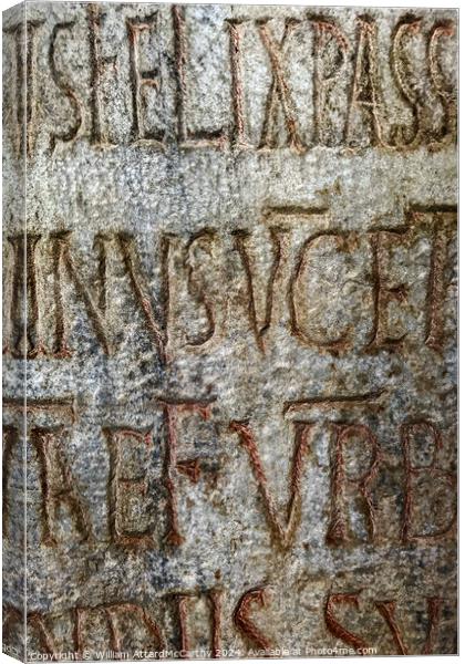 Ancient Inscription: Latin Stone Detail Photograph Canvas Print by William AttardMcCarthy