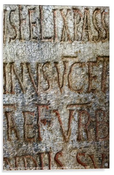 Ancient Inscription: Latin Stone Detail Photograph Acrylic by William AttardMcCarthy