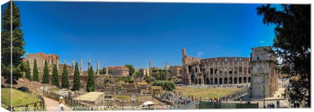 Panoramic View: Colosseum and Arch of Constantine from Palatine Hill Canvas Print by William AttardMcCarthy