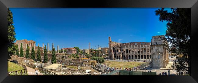 Panoramic View: Colosseum and Arch of Constantine from Palatine Hill Framed Print by William AttardMcCarthy