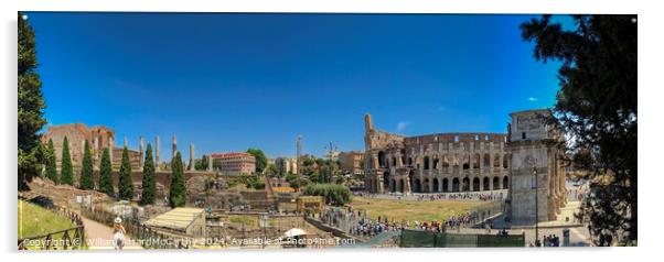 Panoramic View: Colosseum and Arch of Constantine from Palatine Hill Acrylic by William AttardMcCarthy