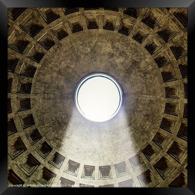 Ethereal Pantheon Oculus: Abstract God's Rays Framed Print by William AttardMcCarthy