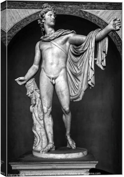 Majestic Apollo Belvedere: Monochrome Roman Sculpture Canvas Print by William AttardMcCarthy