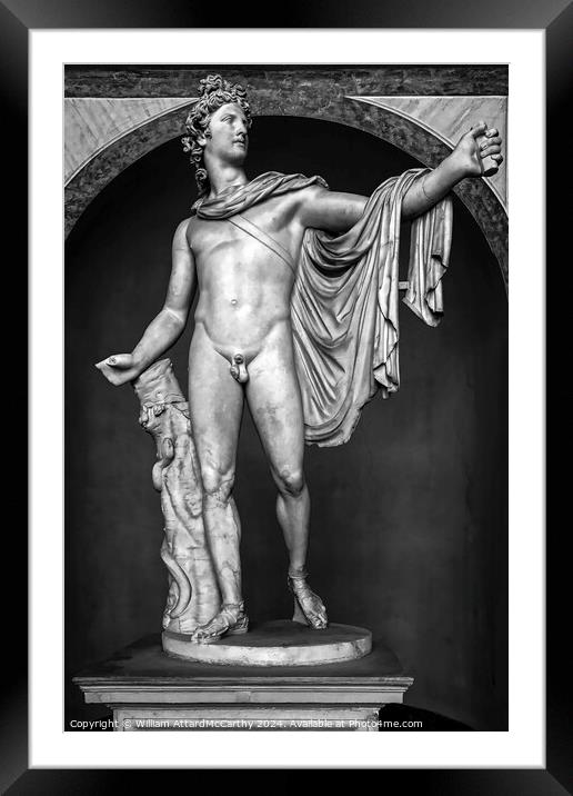 Majestic Apollo Belvedere: Monochrome Roman Sculpture Framed Mounted Print by William AttardMcCarthy