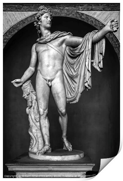 Majestic Apollo Belvedere: Monochrome Roman Sculpture Print by William AttardMcCarthy