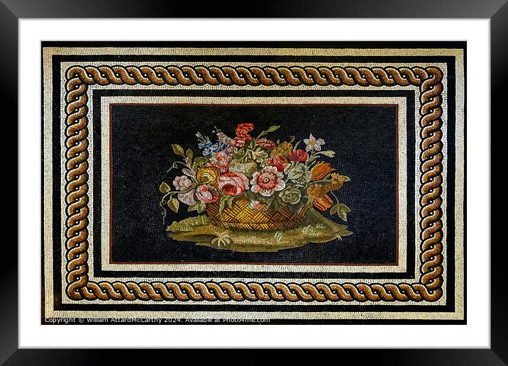 Floral Tribute: Roman Mosaic Framed Mounted Print by William AttardMcCarthy