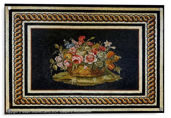 Floral Tribute: Roman Mosaic Acrylic by William AttardMcCarthy