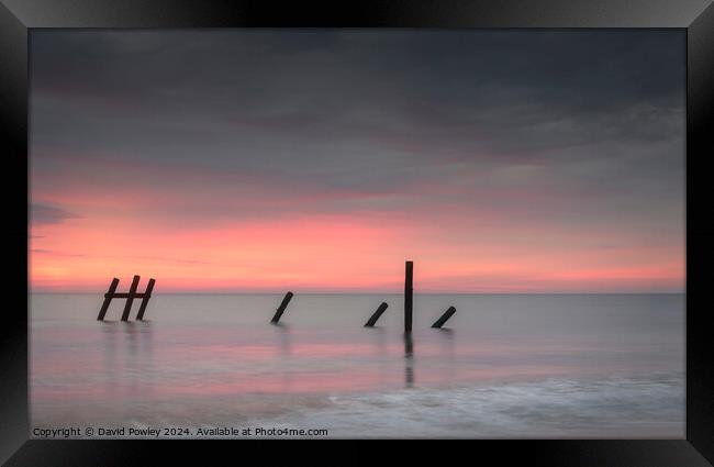 Dawn Colour on Happisburgh Beach Framed Print by David Powley
