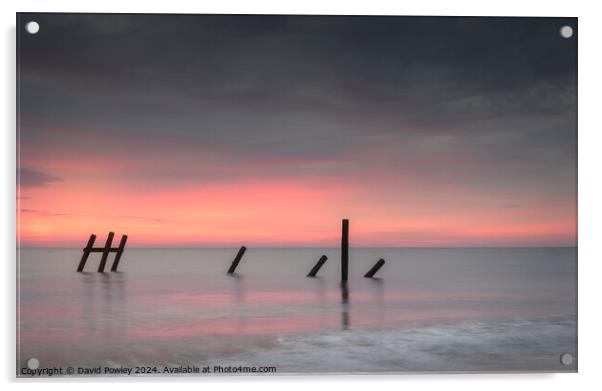Dawn Colour on Happisburgh Beach Acrylic by David Powley