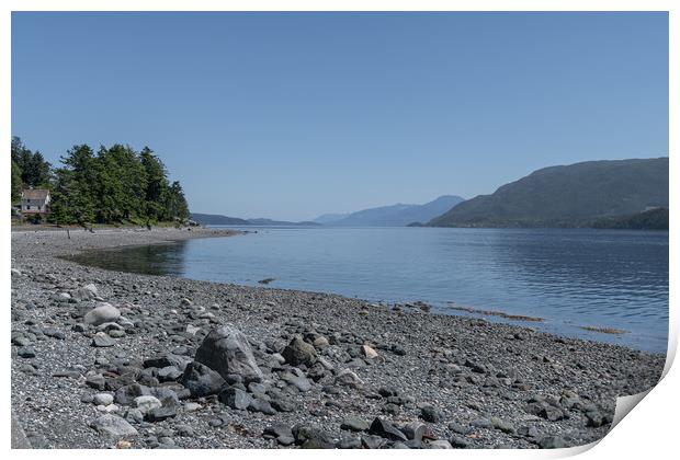 The Beach and a water front house in of Alert Bay, British Columbia, Canada Print by Dave Collins