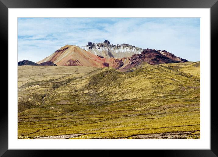 Tunupa Volcano's Colorful Slopes Andean Panorama Framed Mounted Print by FocusArt Flow