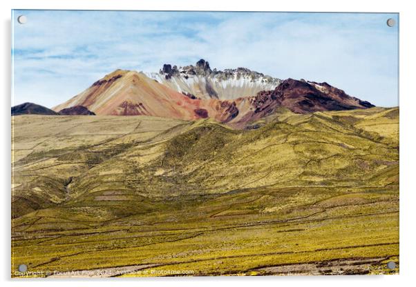 Tunupa Volcano's Colorful Slopes Andean Panorama Acrylic by FocusArt Flow