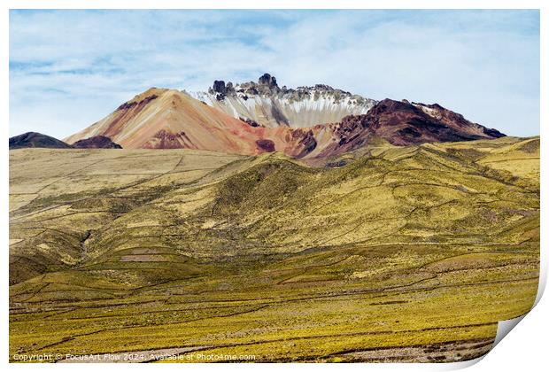 Tunupa Volcano's Colorful Slopes Andean Panorama Print by FocusArt Flow