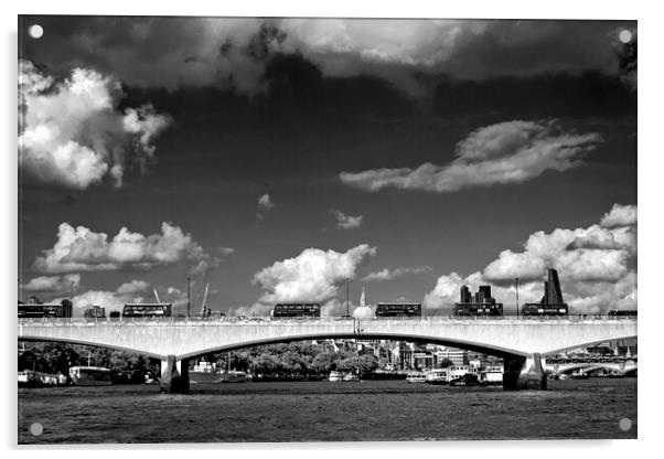 Red London Buses Waterloo Bridge England Acrylic by Andy Evans Photos