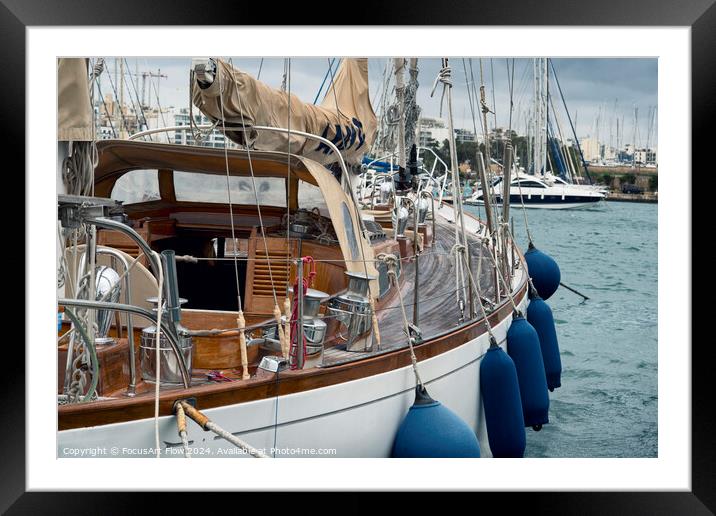 Classic Sailboat Moored in Sliema Marina Detailed View Framed Mounted Print by FocusArt Flow