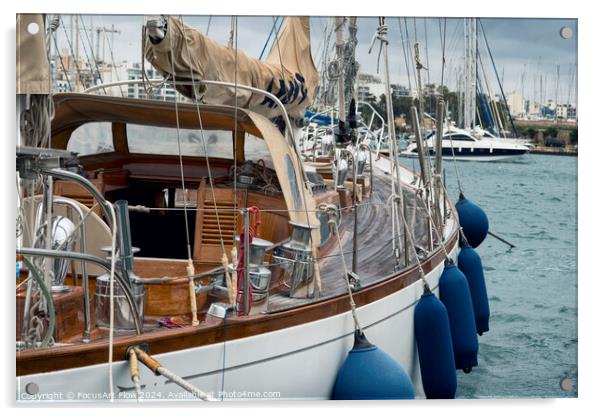 Classic Sailboat Moored in Sliema Marina Detailed View Acrylic by FocusArt Flow
