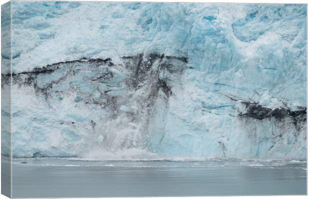 Ice falling from the front of a Tidewater Glacier, Alaska, USA Canvas Print by Dave Collins