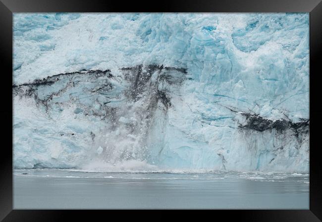 Ice falling from the front of a Tidewater Glacier, Alaska, USA Framed Print by Dave Collins