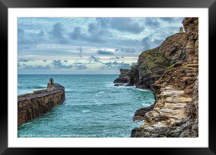 Portreath Harbour Entrance  Framed Mounted Print by Ian Stone