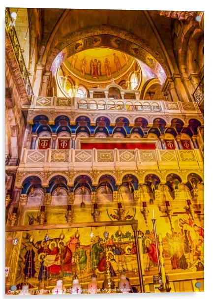 Unction Stone Church Holy Sepulchre Jerusalem Israel  Acrylic by William Perry