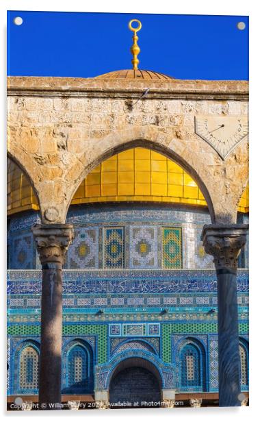 Dome of the Rock Islamic Mosque Temple Mount Jerusalem Israel  Acrylic by William Perry