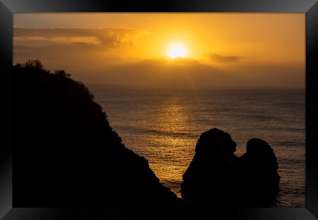 Algarve Coastline At Sunrise In Portugal Framed Print by Artur Bogacki