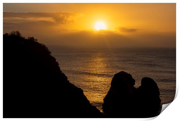 Algarve Coastline At Sunrise In Portugal Print by Artur Bogacki