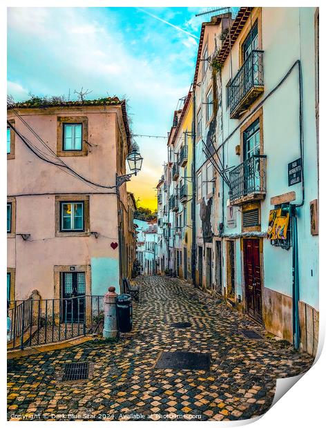 The Old Town in Lisbon Print by Dark Blue Star