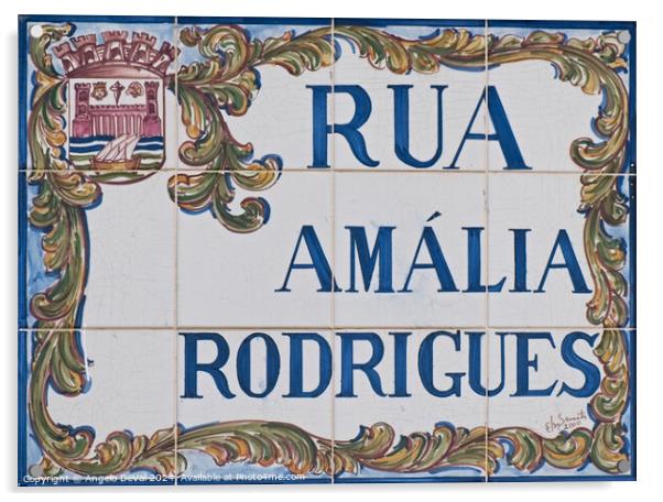 Amalia Rodrigues Street Mosaic Acrylic by Angelo DeVal
