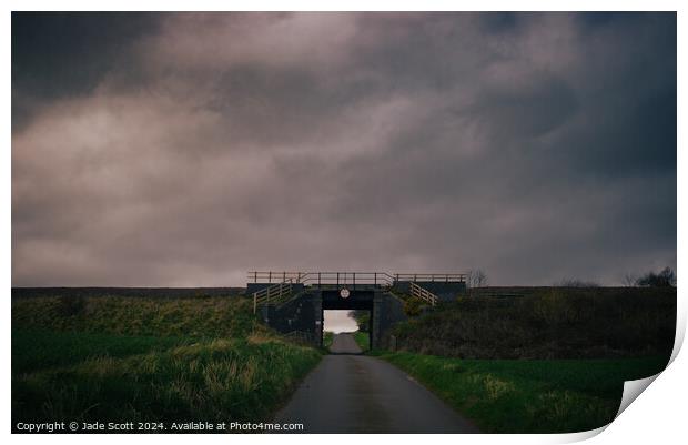 Outdoor road heading out of lunan bay in arbroath Print by Jade Scott