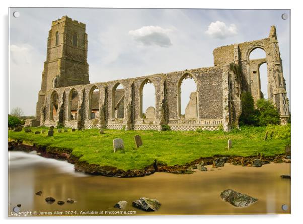 Covehithe Church In Suffolk in another 20 years from now! Acrylic by James Allen