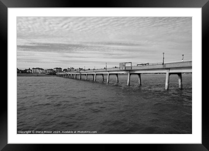 Deal Pier Kent in Monochrome Framed Mounted Print by Diana Mower