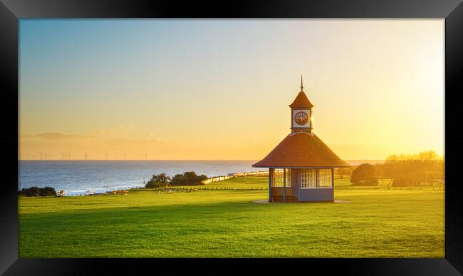 Frinton clock tower at sunset Framed Print by Paula Tracy
