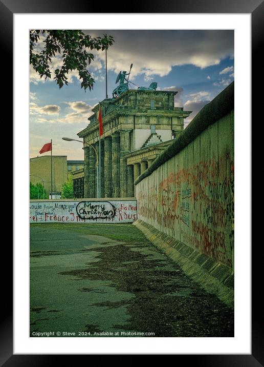 Brandenburg Gate in No-Mans Land Behing the Berlin Wall, West Berlin, West Germany Framed Mounted Print by Steve 
