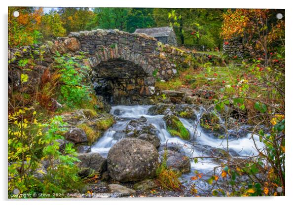 Barrow Beck Running Beneath Ashness Bridge, Lake District National Park, Cumbria Acrylic by Steve 