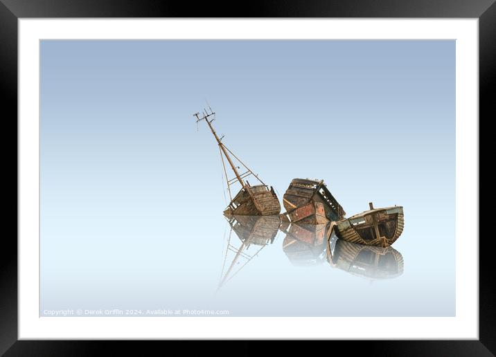 Wrecks – Pin Mill boats wrecks Framed Mounted Print by Derek Griffin