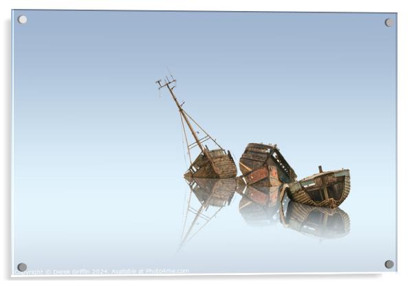 Wrecks – Pin Mill boats wrecks Acrylic by Derek Griffin