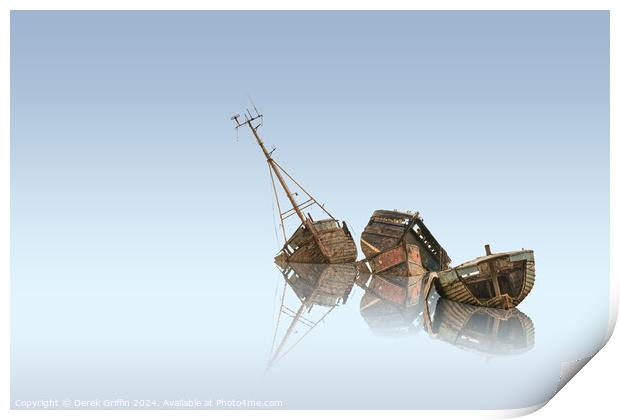 Wrecks – Pin Mill boats wrecks Print by Derek Griffin