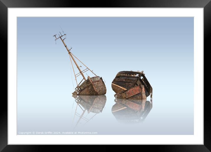 Wrecks – Pin Mill boat wrecks II Framed Mounted Print by Derek Griffin