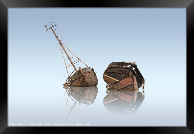 Wrecks – Pin Mill boat wrecks II Framed Print by Derek Griffin