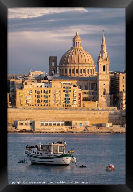 Evening Sunlight on Valletta Framed Print by Dave Bowman