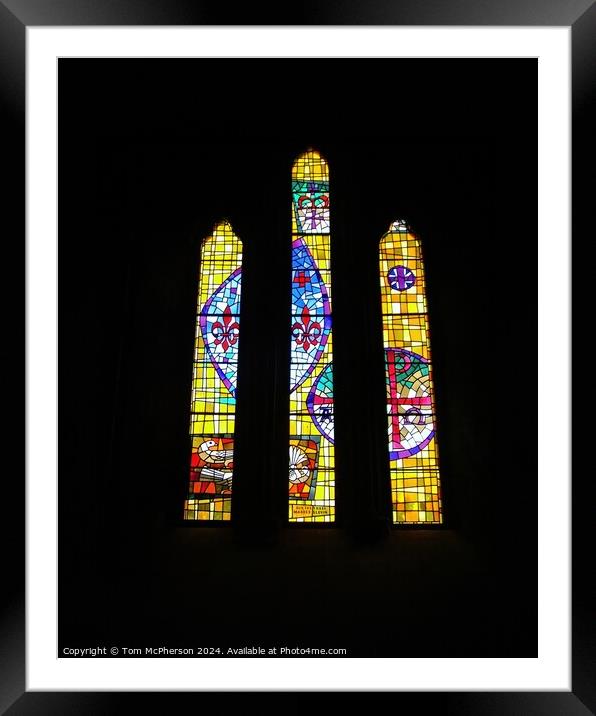 Stained Glass Window at Pluscarden Abbey Framed Mounted Print by Tom McPherson
