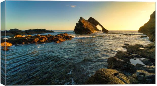 Orange Glow on Bow Fiddle Rock   Canvas Print by Anthony McGeever