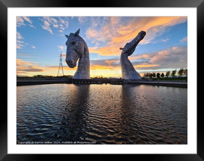The kelpies at sunset  Framed Mounted Print by Darren Wilkes
